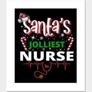 Santa's Jolliest Nurse - Holiday Funny Christmas Posters and Art
